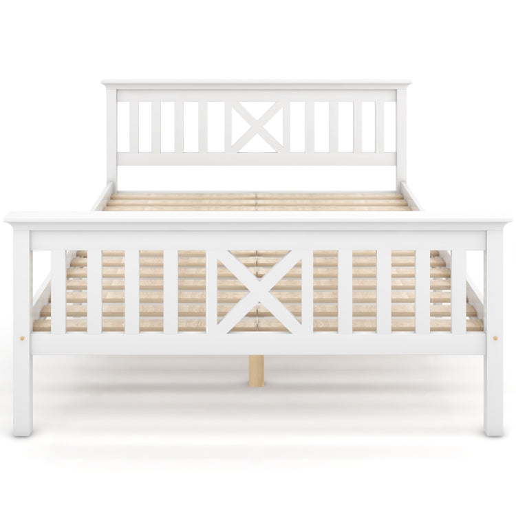 [EU Warehouse] Solid Wood Double Bed with Slatted Frame and Headboard, Size: 140 x 200cm