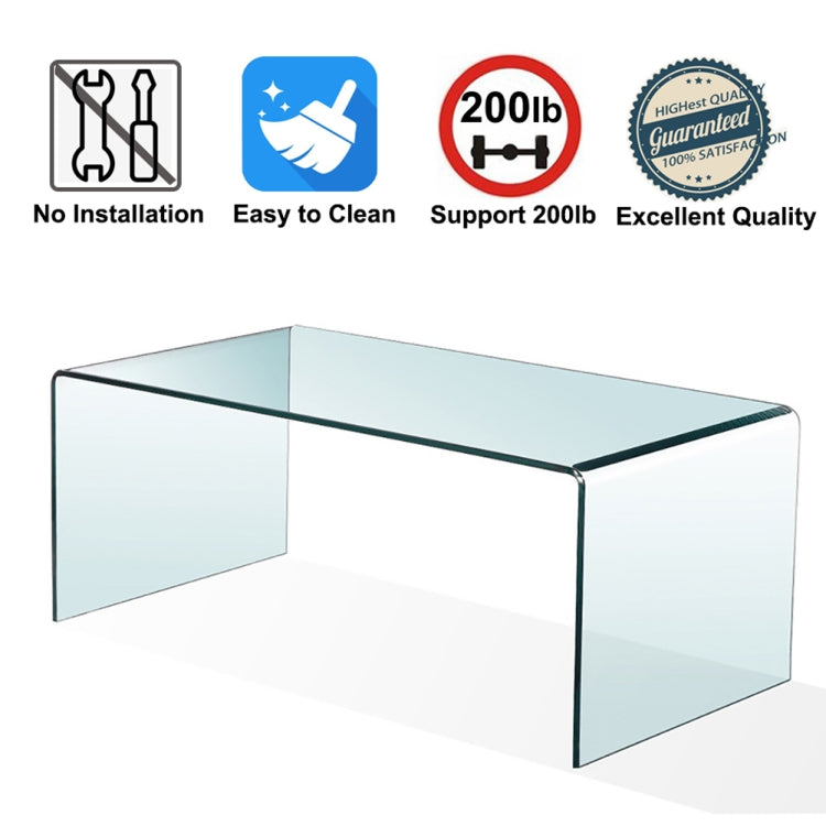 [US Warehouse] Living Room Glass Coffee Table, Size: 39.38x19.69x13.78 inch