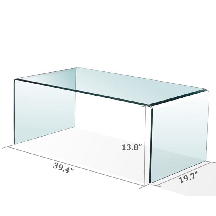 [US Warehouse] Living Room Glass Coffee Table, Size: 39.38x19.69x13.78 inch