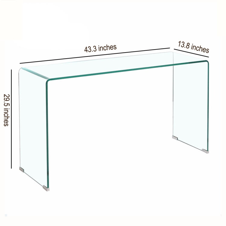 [US Warehouse] Tempered Glass Sofa Table with Rounded Edges, Size: 43.3x13.78x29.53 inch