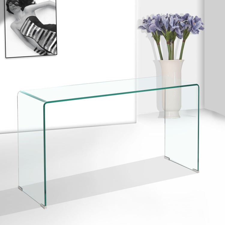 [US Warehouse] Tempered Glass Sofa Table with Rounded Edges, Size: 43.3x13.78x29.53 inch