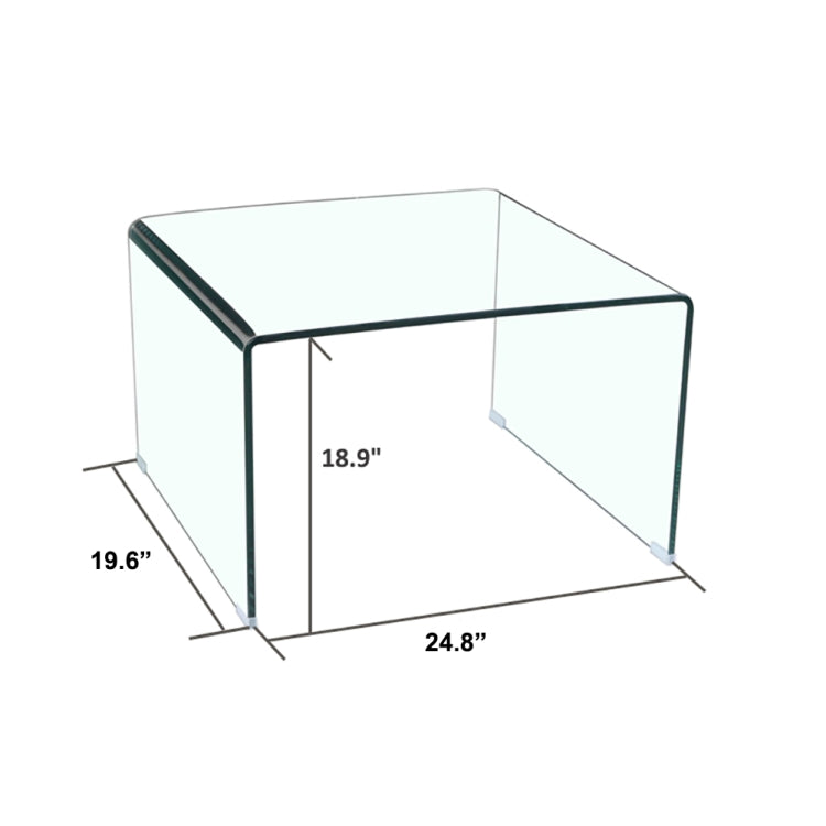 [US Warehouse] Tempered Glass Side End Table, Size: 24.8x19.69x18.90 inch