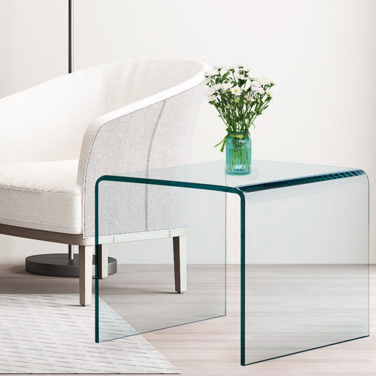 [US Warehouse] Tempered Glass Side End Table, Size: 24.8x19.69x18.90 inch