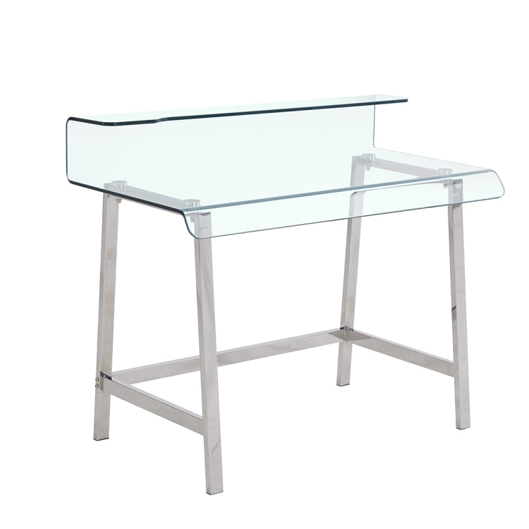 [US Warehouse] Bent Tempered Glass + Stainless Steel Computer Desk, Size: 43.3x22x35.4 inch