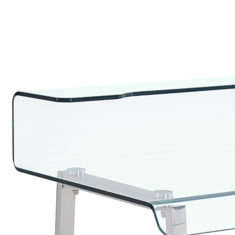 [US Warehouse] Bent Tempered Glass + Stainless Steel Computer Desk, Size: 43.3x22x35.4 inch