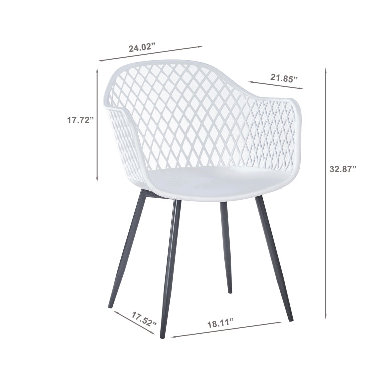 [US Warehouse] 2 PCS Plastic Dining Chairs, Size: 83.5 x 60 x 62cm(Grey)
