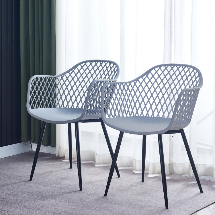 [US Warehouse] 2 PCS Plastic Dining Chairs, Size: 83.5 x 60 x 62cm(Grey)