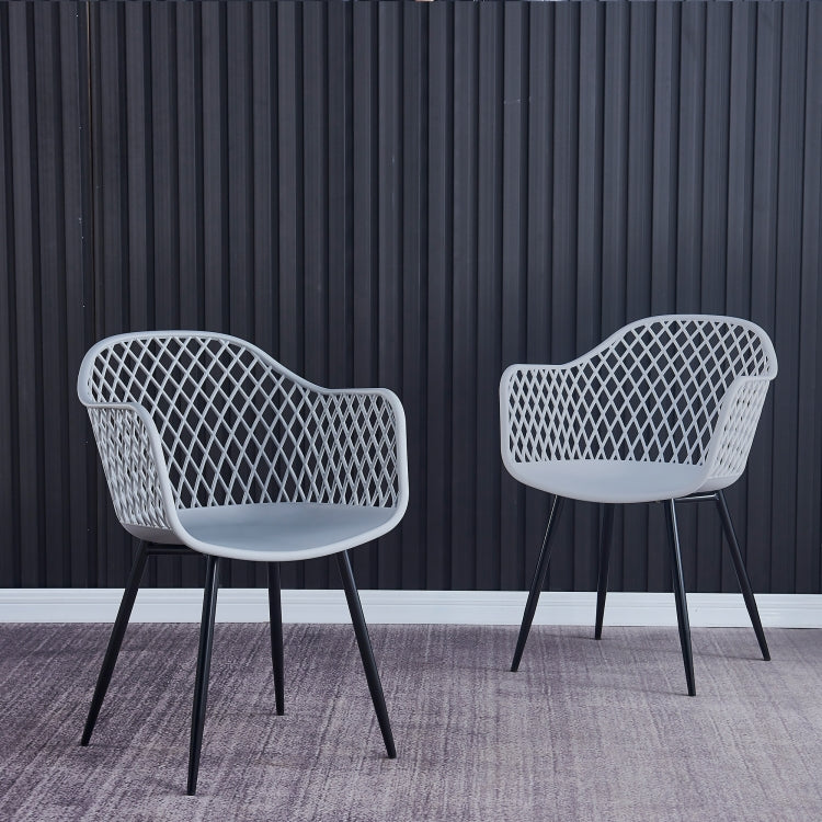 [US Warehouse] 2 PCS Plastic Dining Chairs, Size: 83.5 x 60 x 62cm(Grey)