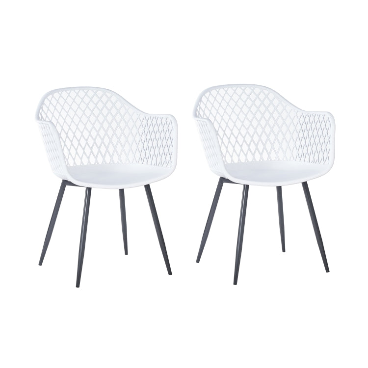 [US Warehouse] 2 PCS Plastic Dining Chairs, Size: 83.5 x 60 x 62cm(White)