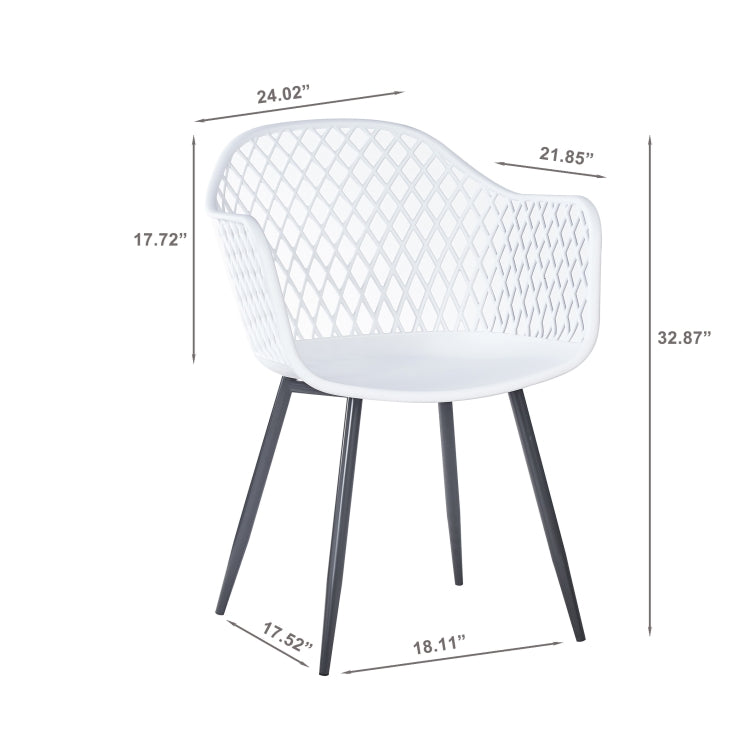 [US Warehouse] 2 PCS Plastic Dining Chairs, Size: 83.5 x 60 x 62cm(White)