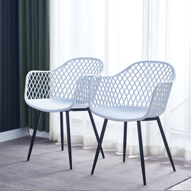 [US Warehouse] 2 PCS Plastic Dining Chairs, Size: 83.5 x 60 x 62cm(White)