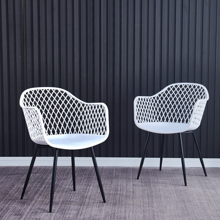 [US Warehouse] 2 PCS Plastic Dining Chairs, Size: 83.5 x 60 x 62cm(White)