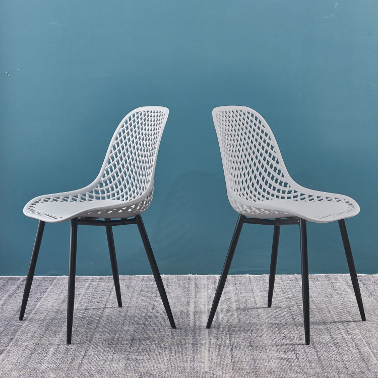 [US Warehouse] 2 PCS Plastic Dining Chairs, Size: 54 x 46.5 x 83.5cm(Grey)