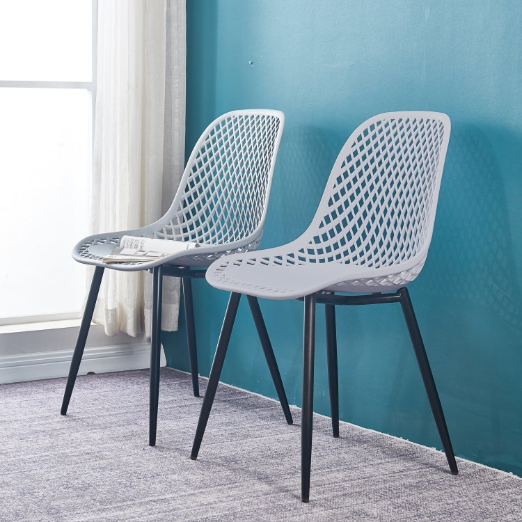 [US Warehouse] 2 PCS Plastic Dining Chairs, Size: 54 x 46.5 x 83.5cm(Grey)
