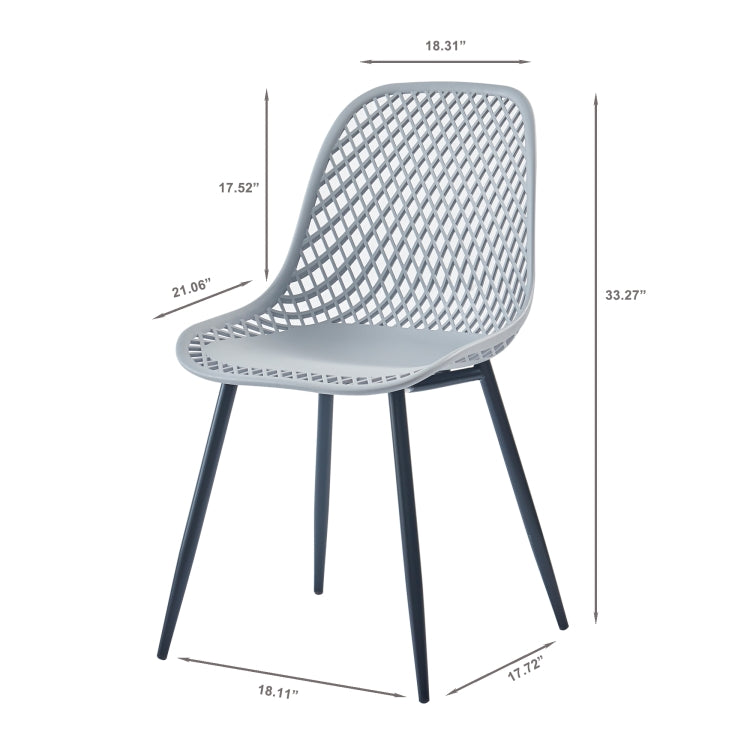 [US Warehouse] 2 PCS Plastic Dining Chairs, Size: 54 x 46.5 x 83.5cm(White)