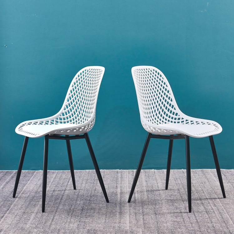 [US Warehouse] 2 PCS Plastic Dining Chairs, Size: 54 x 46.5 x 83.5cm(White)