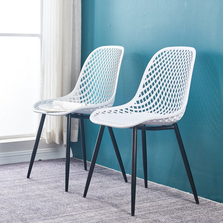 [US Warehouse] 2 PCS Plastic Dining Chairs, Size: 54 x 46.5 x 83.5cm(White)