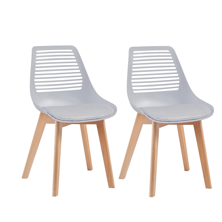 [US Warehouse] 2 PCS Plastic Dining Chairs with Wood Leg, Size: 54 x 46.5 x 83.5cm(Grey)