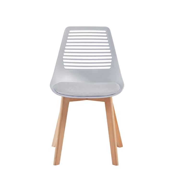 [US Warehouse] 2 PCS Plastic Dining Chairs with Wood Leg, Size: 54 x 46.5 x 83.5cm(Grey)