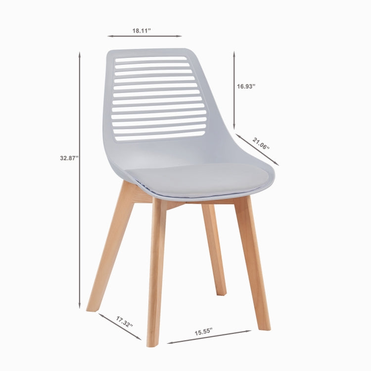 [US Warehouse] 2 PCS Plastic Dining Chairs with Wood Leg, Size: 54 x 46.5 x 83.5cm(Grey)