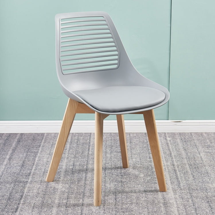 [US Warehouse] 2 PCS Plastic Dining Chairs with Wood Leg, Size: 54 x 46.5 x 83.5cm(Grey)