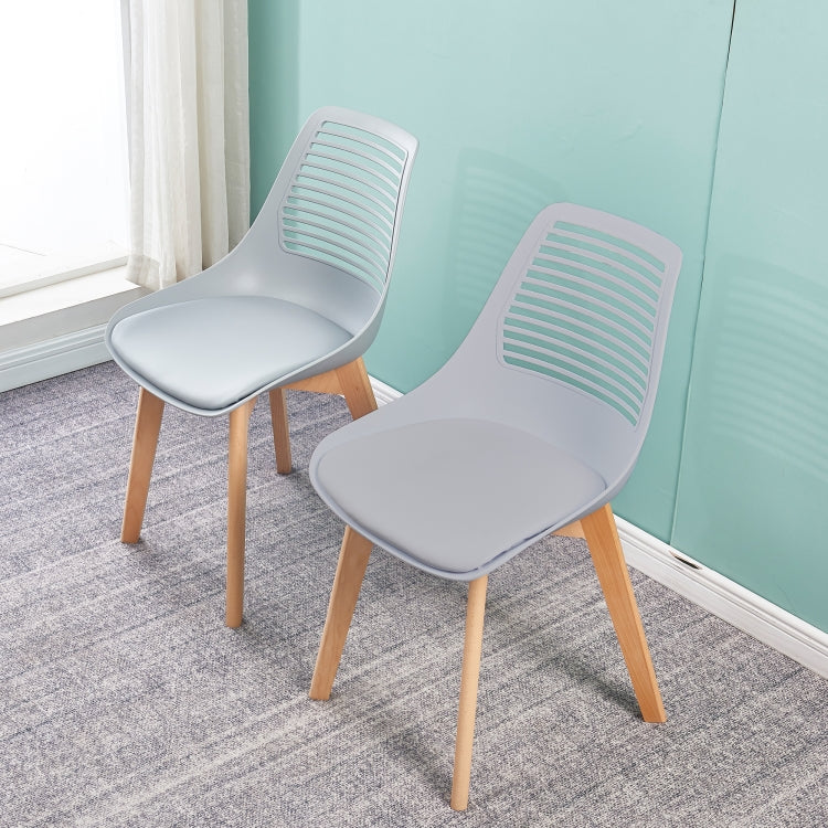 [US Warehouse] 2 PCS Plastic Dining Chairs with Wood Leg, Size: 54 x 46.5 x 83.5cm(Grey)