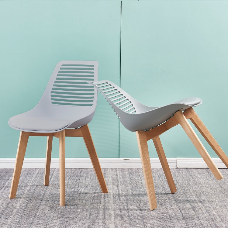 [US Warehouse] 2 PCS Plastic Dining Chairs with Wood Leg, Size: 54 x 46.5 x 83.5cm(Grey)