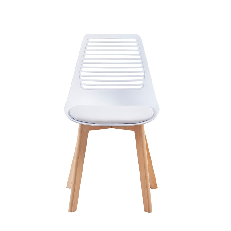 [US Warehouse] 2 PCS Plastic Dining Chairs with Wood Leg, Size: 54 x 46.5 x 83.5cm(White)