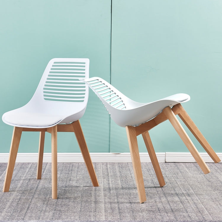 [US Warehouse] 2 PCS Plastic Dining Chairs with Wood Leg, Size: 54 x 46.5 x 83.5cm(White)