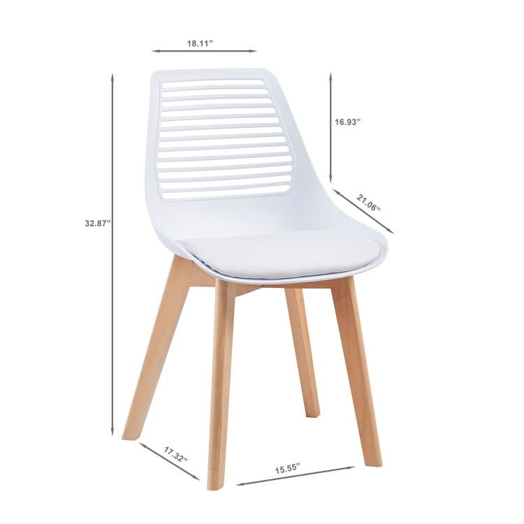[US Warehouse] 2 PCS Plastic Dining Chairs with Wood Leg, Size: 54 x 46.5 x 83.5cm(White)