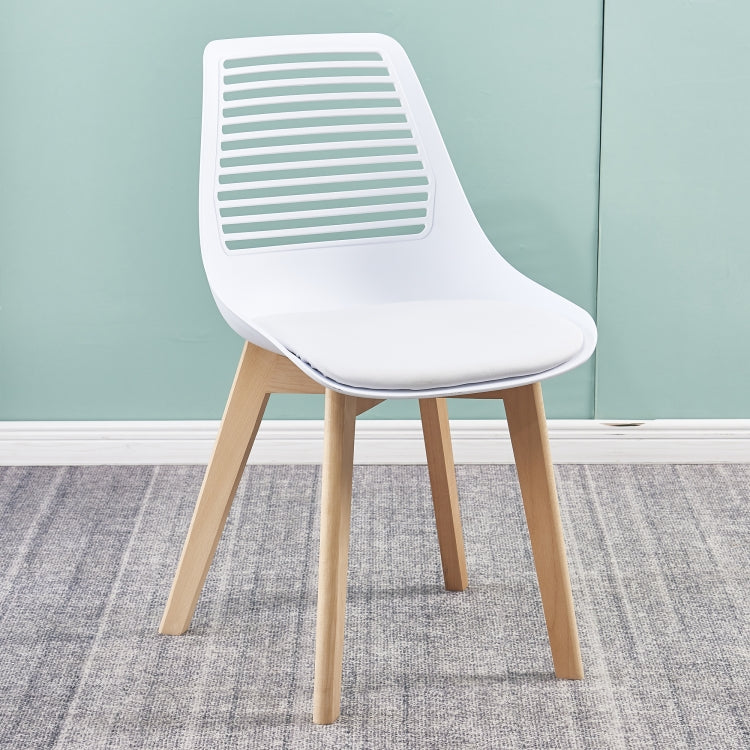 [US Warehouse] 2 PCS Plastic Dining Chairs with Wood Leg, Size: 54 x 46.5 x 83.5cm(White)
