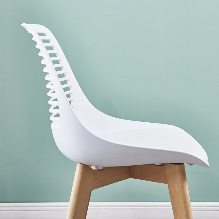 [US Warehouse] 2 PCS Plastic Dining Chairs with Wood Leg, Size: 54 x 46.5 x 83.5cm(White)