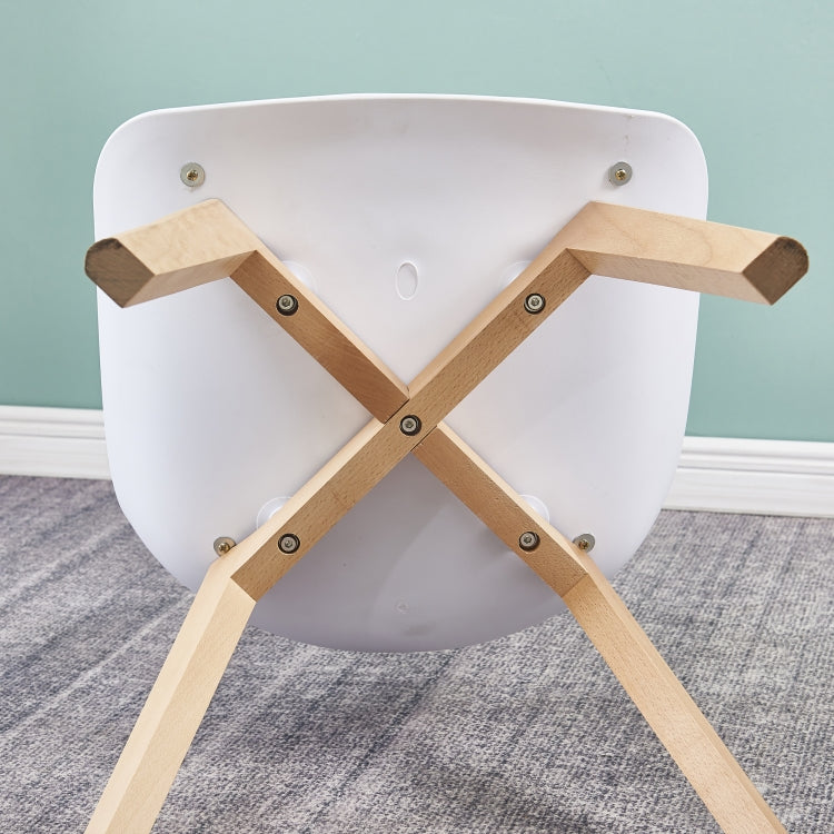 [US Warehouse] 2 PCS Plastic Dining Chairs with Wood Leg, Size: 54 x 46.5 x 83.5cm(White)