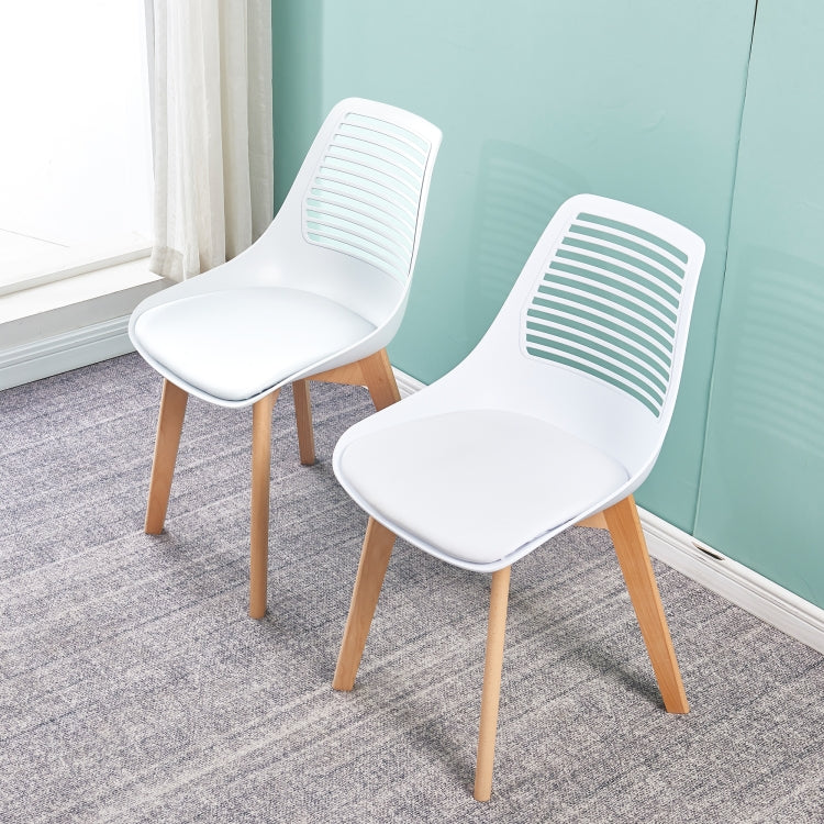 [US Warehouse] 2 PCS Plastic Dining Chairs with Wood Leg, Size: 54 x 46.5 x 83.5cm(White)
