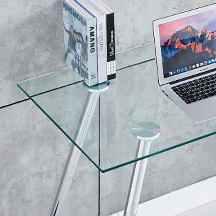 [US Warehouse] Tempered Glass + Stainless Steel Computer Desk, Size: 43.3x21.7x29.9 inch