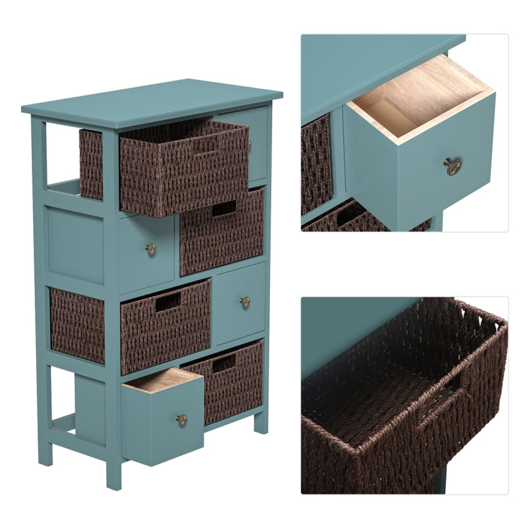 [US Warehouse] Storage Cabinet with 4 Drawers & 4 Baskets for Kitchen / Dining / Entrance / Bedroom, Size: 21.65x11.42x33.27 inch