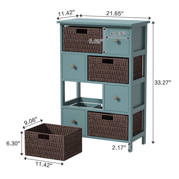 [US Warehouse] Storage Cabinet with 4 Drawers & 4 Baskets for Kitchen / Dining / Entrance / Bedroom, Size: 21.65x11.42x33.27 inch