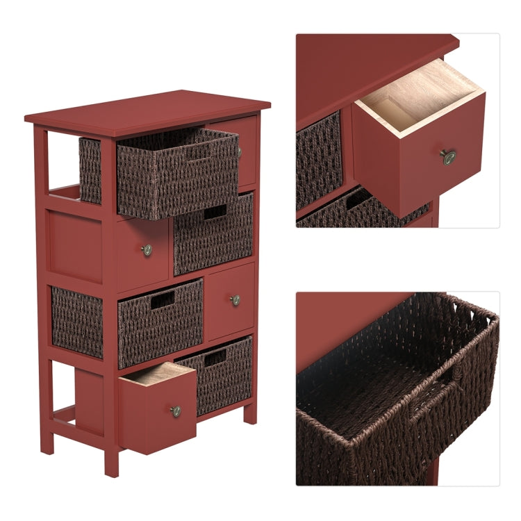 [US Warehouse] Storage Cabinet with 4 Drawers & 4 Baskets for Kitchen / Dining / Entrance / Bedroom, Size: 21.65x11.42x33.27 inch