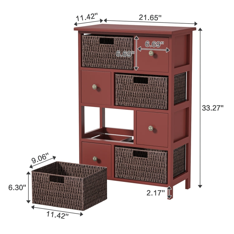 [US Warehouse] Storage Cabinet with 4 Drawers & 4 Baskets for Kitchen / Dining / Entrance / Bedroom, Size: 21.65x11.42x33.27 inch