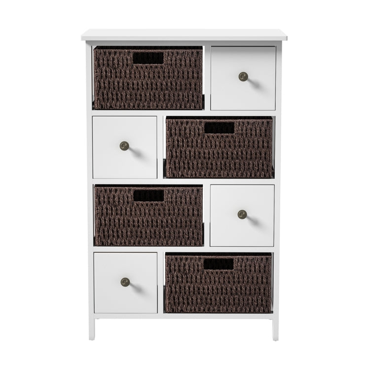 [US Warehouse] Storage Cabinet with 4 Drawers & 4 Baskets for Kitchen / Dining / Entrance / Bedroom, Size: 21.65x11.42x33.27 inch