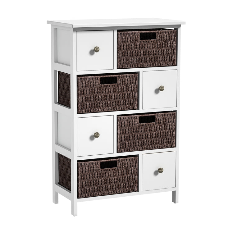 [US Warehouse] Storage Cabinet with 4 Drawers & 4 Baskets for Kitchen / Dining / Entrance / Bedroom, Size: 21.65x11.42x33.27 inch