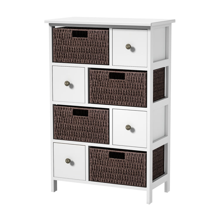 [US Warehouse] Storage Cabinet with 4 Drawers & 4 Baskets for Kitchen / Dining / Entrance / Bedroom, Size: 21.65x11.42x33.27 inch