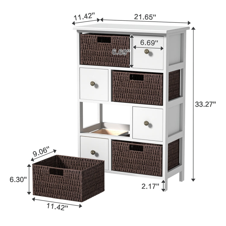 [US Warehouse] Storage Cabinet with 4 Drawers & 4 Baskets for Kitchen / Dining / Entrance / Bedroom, Size: 21.65x11.42x33.27 inch