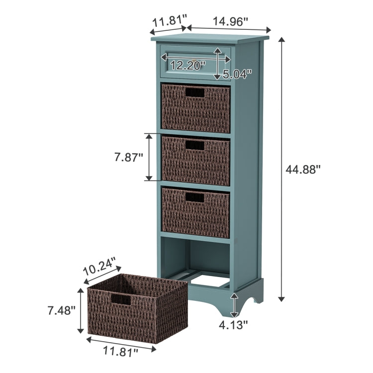 [US Warehouse] Storage Cabinet with 1 Drawers & 4 Baskets for Kitchen / Dining / Entrance / Bedroom, Size: 14.96x11.81x44.88 inch