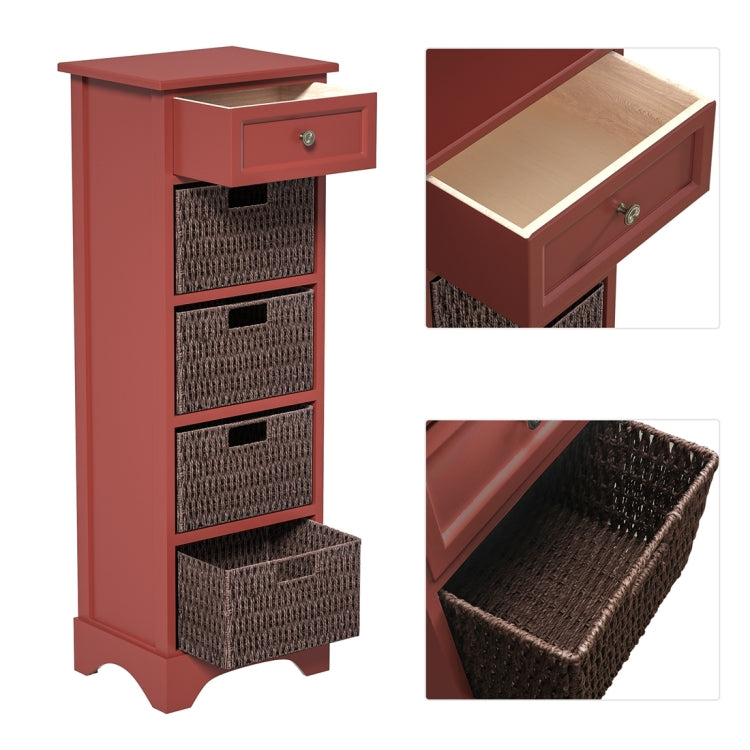 [US Warehouse] Storage Cabinet with 1 Drawers & 4 Baskets for Kitchen / Dining / Entrance / Bedroom, Size: 14.96x11.81x44.88 inch