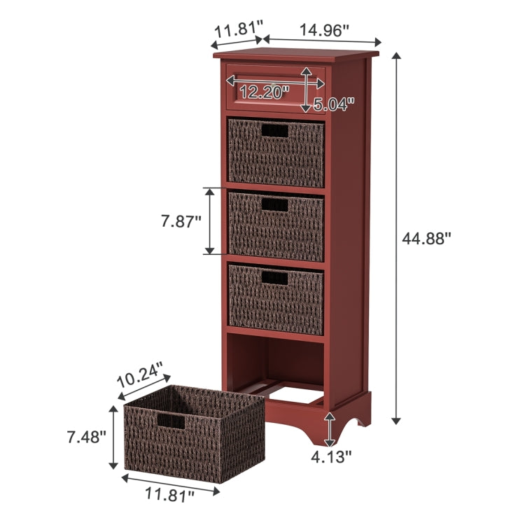 [US Warehouse] Storage Cabinet with 1 Drawers & 4 Baskets for Kitchen / Dining / Entrance / Bedroom, Size: 14.96x11.81x44.88 inch