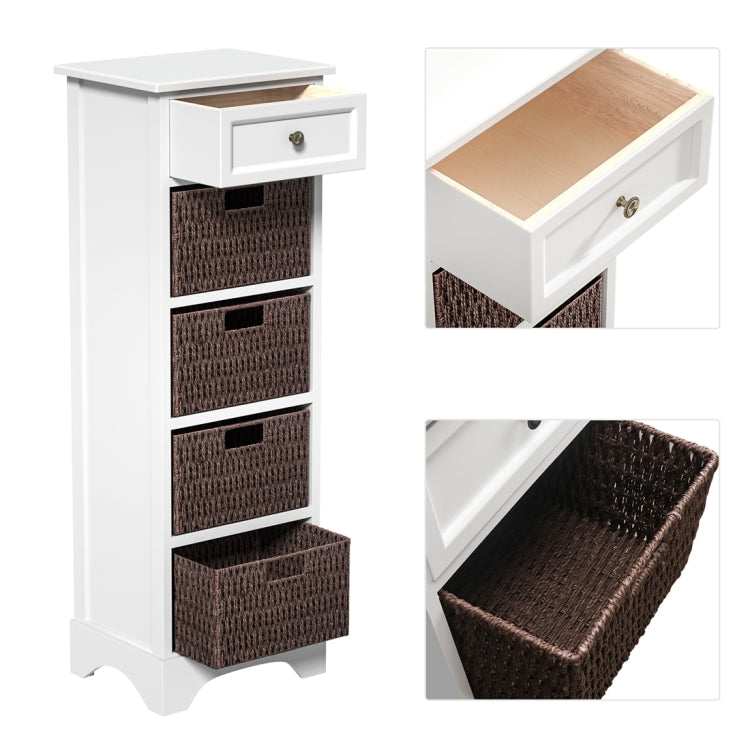 [US Warehouse] Storage Cabinet with 1 Drawers & 4 Baskets for Kitchen / Dining / Entrance / Bedroom, Size: 14.96x11.81x44.88 inch