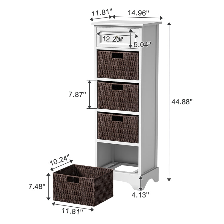 [US Warehouse] Storage Cabinet with 1 Drawers & 4 Baskets for Kitchen / Dining / Entrance / Bedroom, Size: 14.96x11.81x44.88 inch