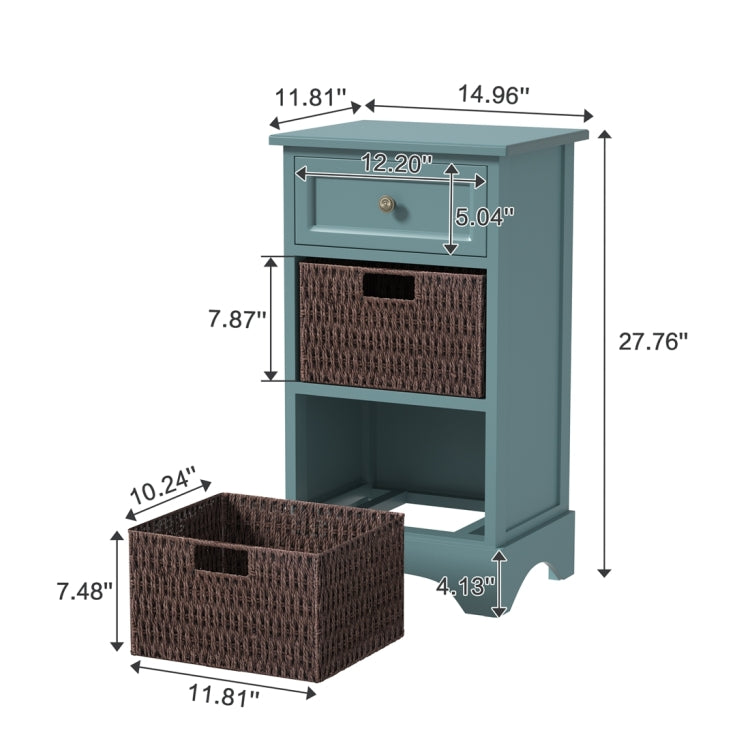 [US Warehouse] Storage Cabinet with 1 Drawers & 2 Baskets for Kitchen / Dining / Entrance / Bedroom, Size: 14.96x11.81x27.76 inch