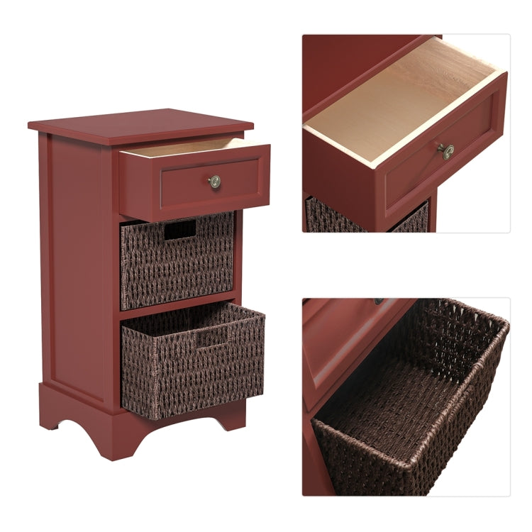 [US Warehouse] Storage Cabinet with 1 Drawers & 2 Baskets for Kitchen / Dining / Entrance / Bedroom, Size: 14.96x11.81x27.76 inch